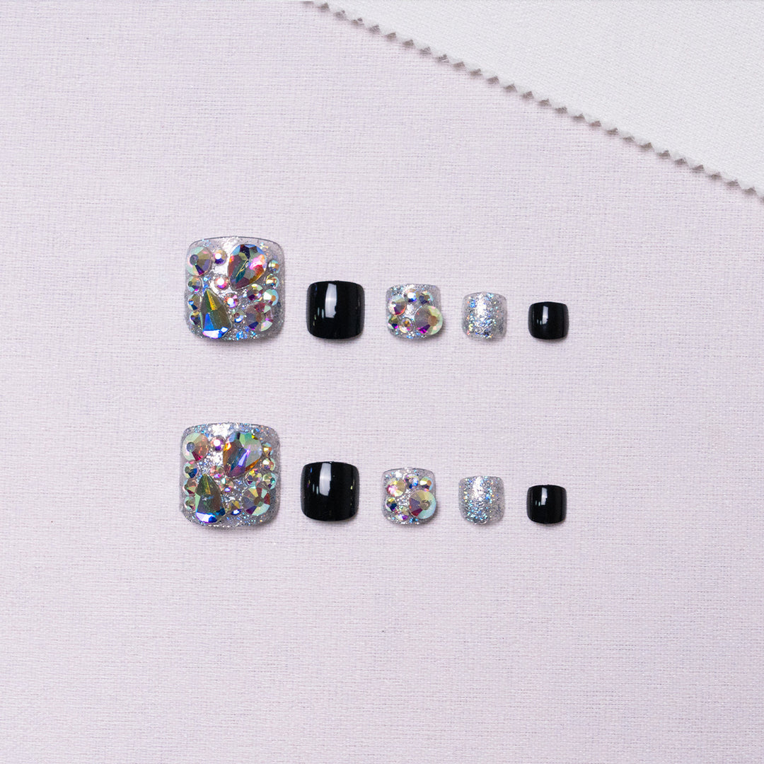 Glamorous Rhinestone Pedicure Nail Art  1791110395