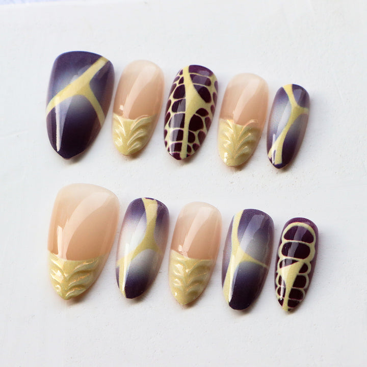 Artistic Patterned Press-On Nail Set