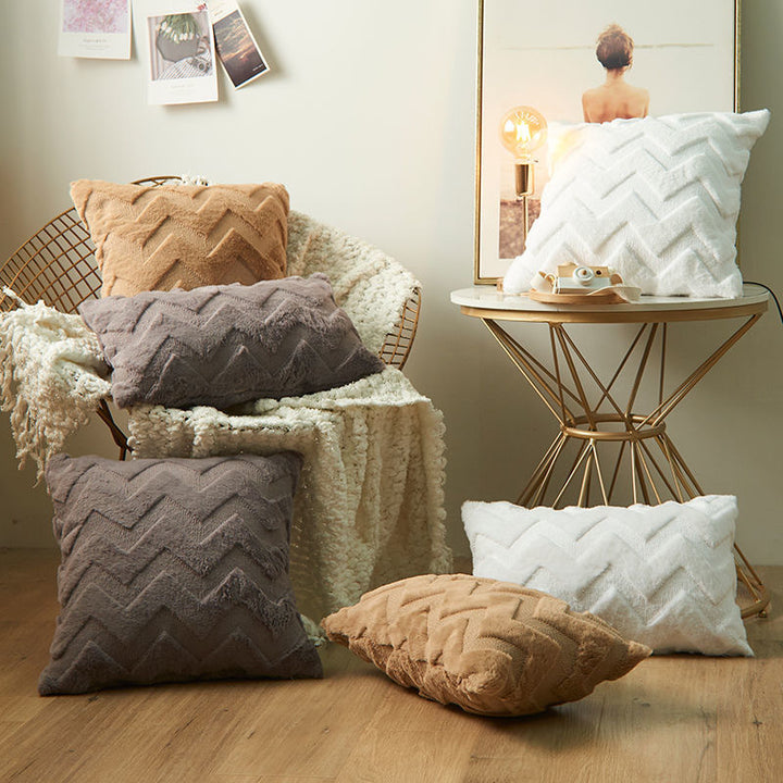 Luxurious plush decorative cushion cover with zigzag tufting and extra soft texture Kalsten