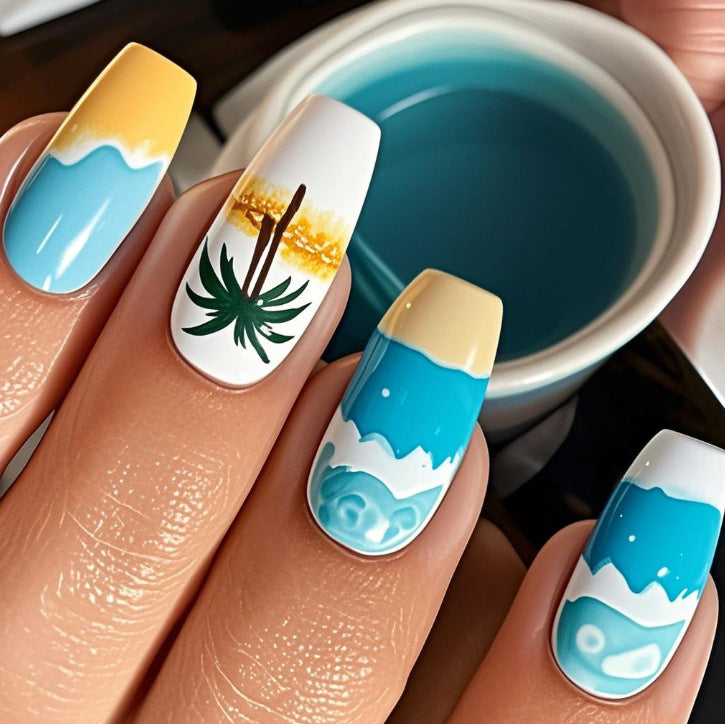 Tropical Beach Scene Nail Art Kalsten