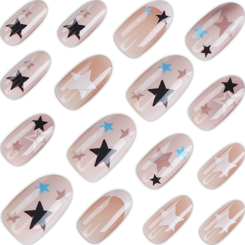 Artistic Press-On Nail Set with Star Designs Kalsten