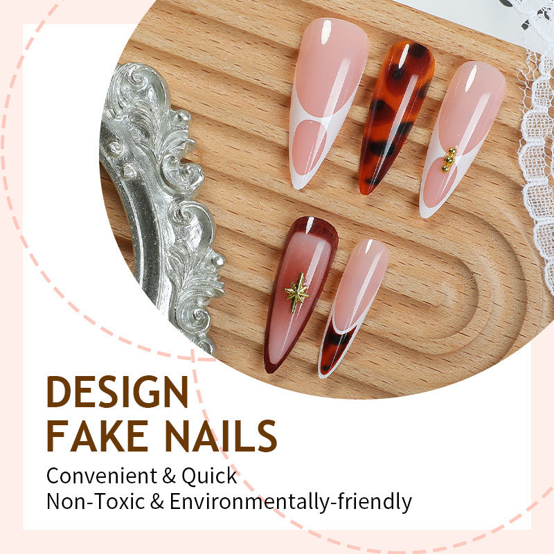 Elegant artificial nail set with exquisite patterns and sparkling accents Kalsten