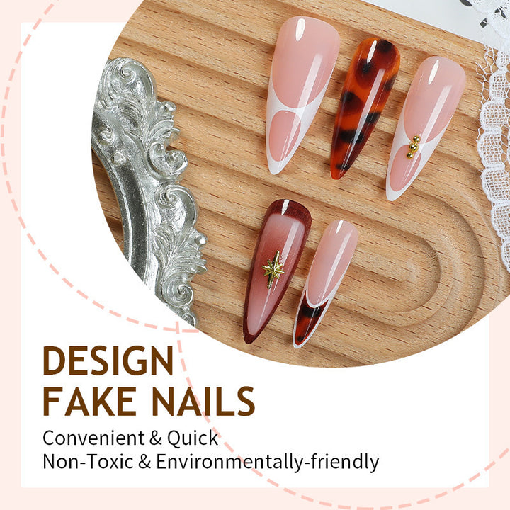 Elegant artificial nail set with exquisite patterns and sparkling accents Kalsten
