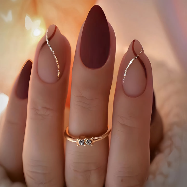 Matte Almond-Shaped Nail Art Enhancements