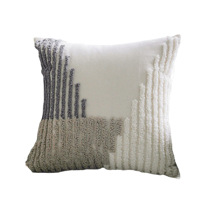 Textured Tufted Decorative Throw Pillow Cover with Loop Stitch Accent