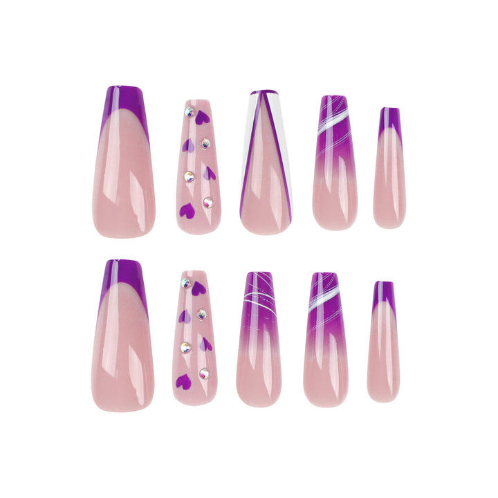 Artistic Gel Nails with Hearts and Gradient Kalsten