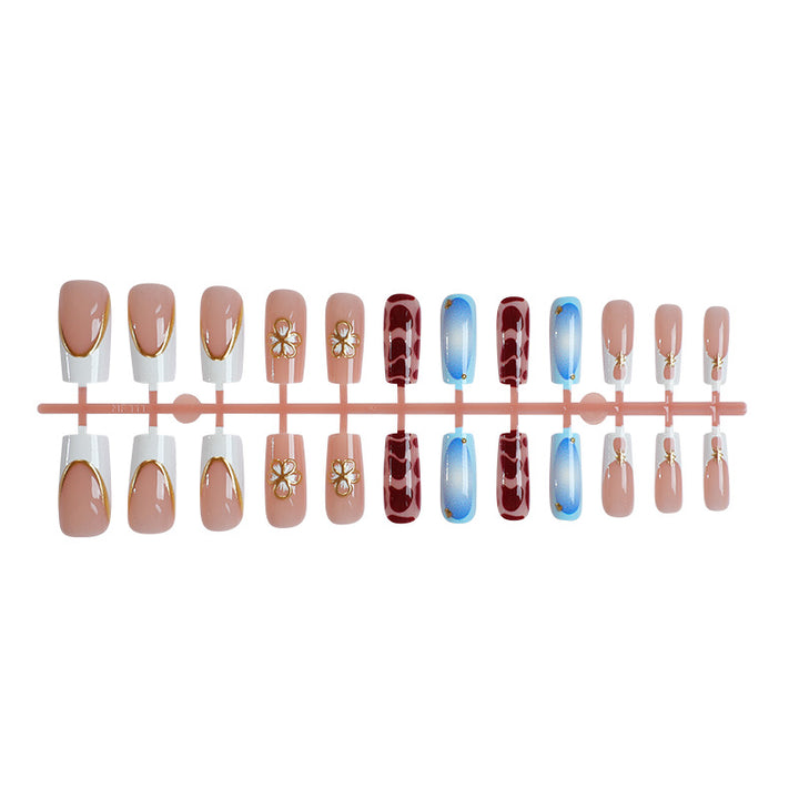 Elegant Floral Accent Press-On Nails Kalsten
