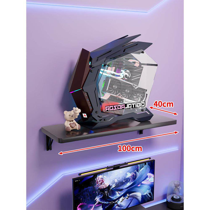 Wall-Mount Floating Shelf for Mid-Tower Gaming PC with Reinforced Brackets