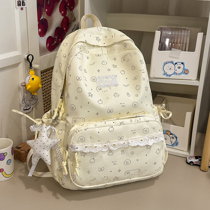 Playful Cartoon Patterned School Backpack Kalsten