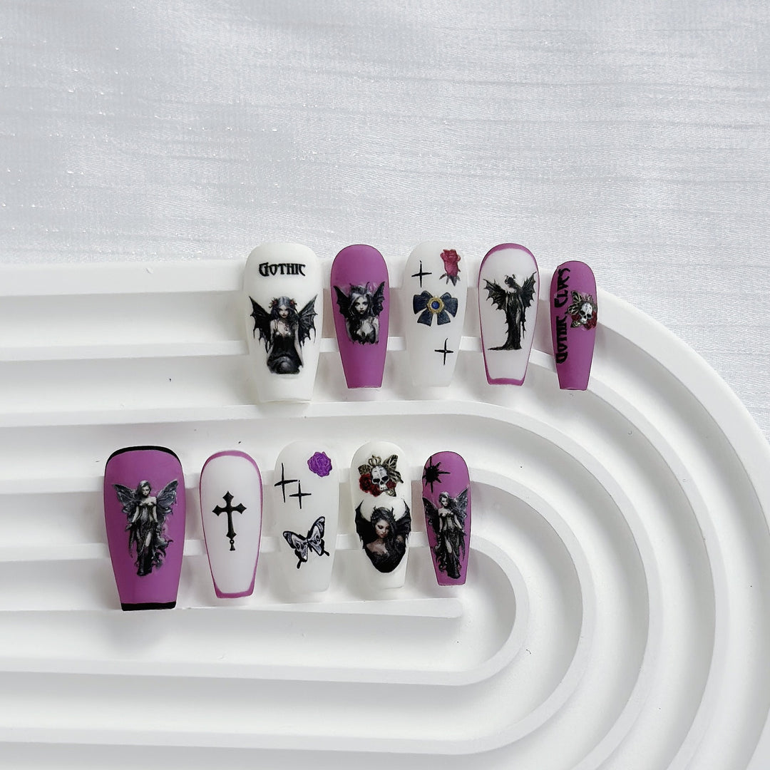 Artistic Gothic Press-On Nail Art Set
