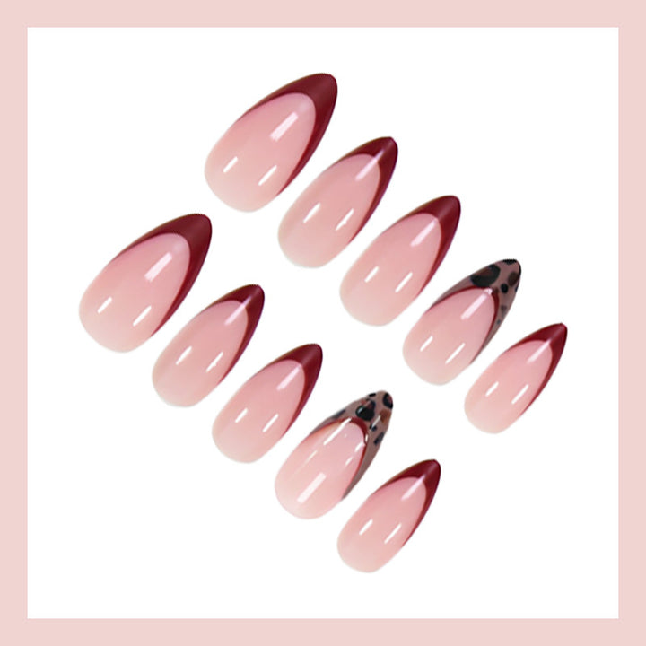 Acrylic nail set with elegant French tip and modern patterns Kalsten