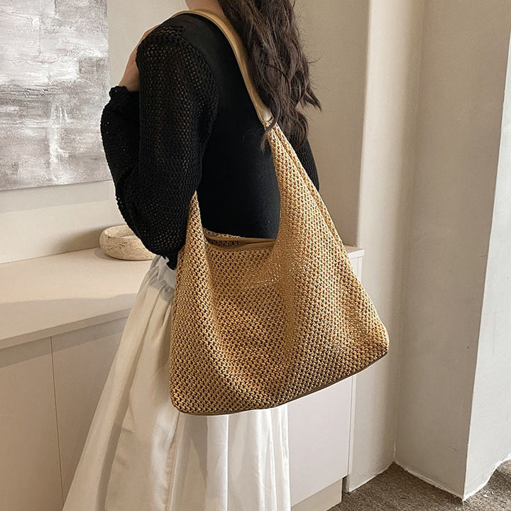 Handwoven Straw Hobo Bag