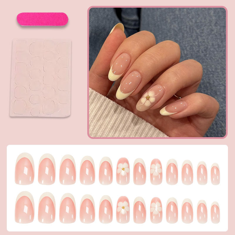 Acrylic nail set with elegant blue and nude color accents Kalsten