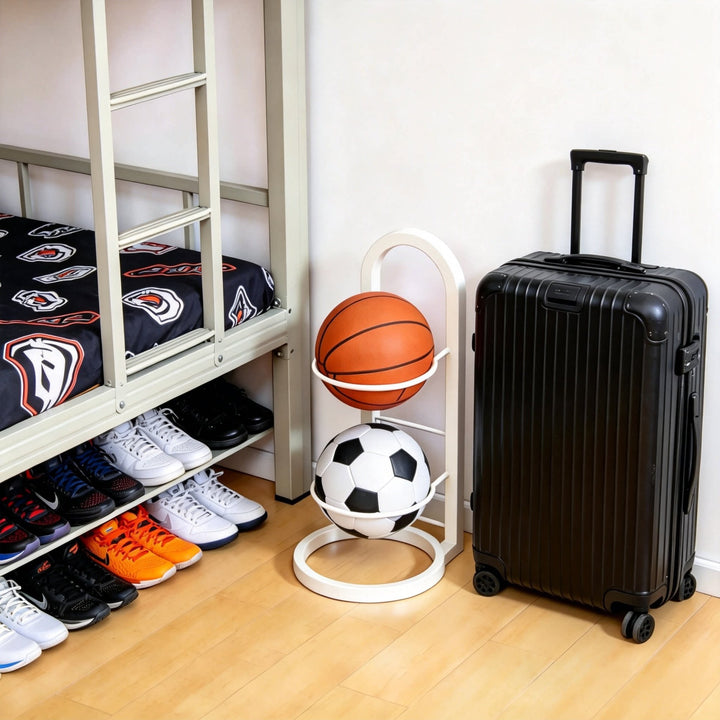Multi-Tier Vertical Sports Ball Storage Rack with Wall-Mount Option
