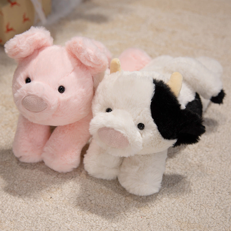 Plush Long-Body Cow Cuddle Pillow with Ultra-Soft Faux Fur Kalsten