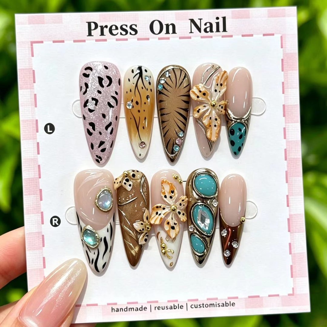 Artistic Cherry-Inspired Press-On Nails