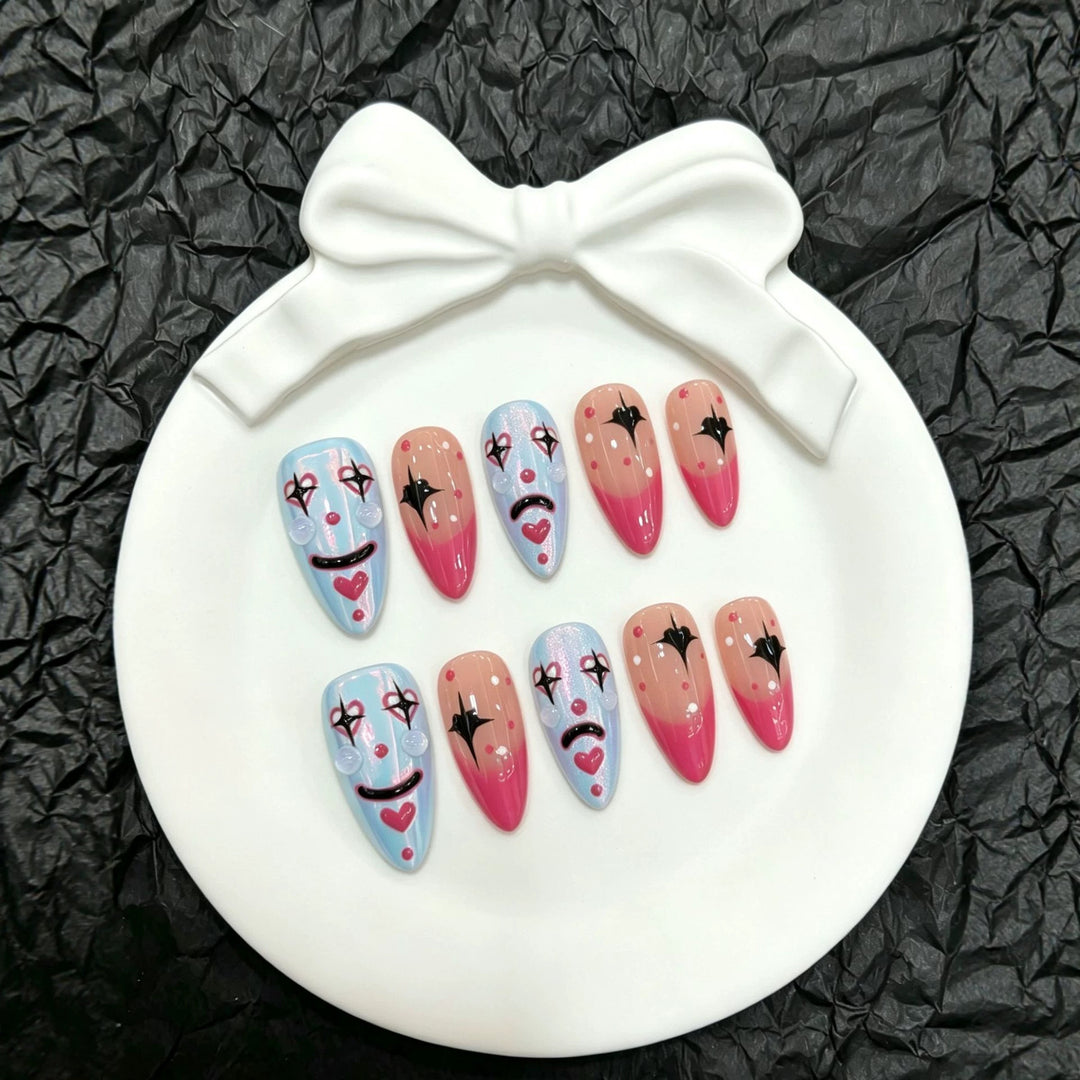 Creative Clown-Inspired Press-On Nails Set