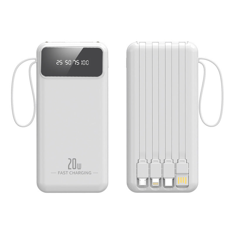 Portable power bank with integrated cable system and digital charging display Kalsten
