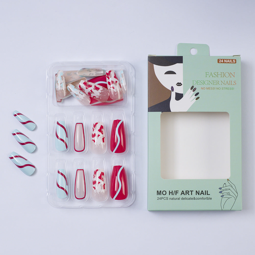 Artificial nails with creative heart pattern and elegant wave design Kalsten