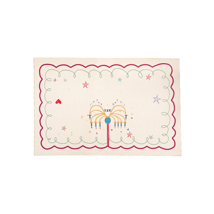 Woven table mat made of cotton blend with illustrative star and palm motif