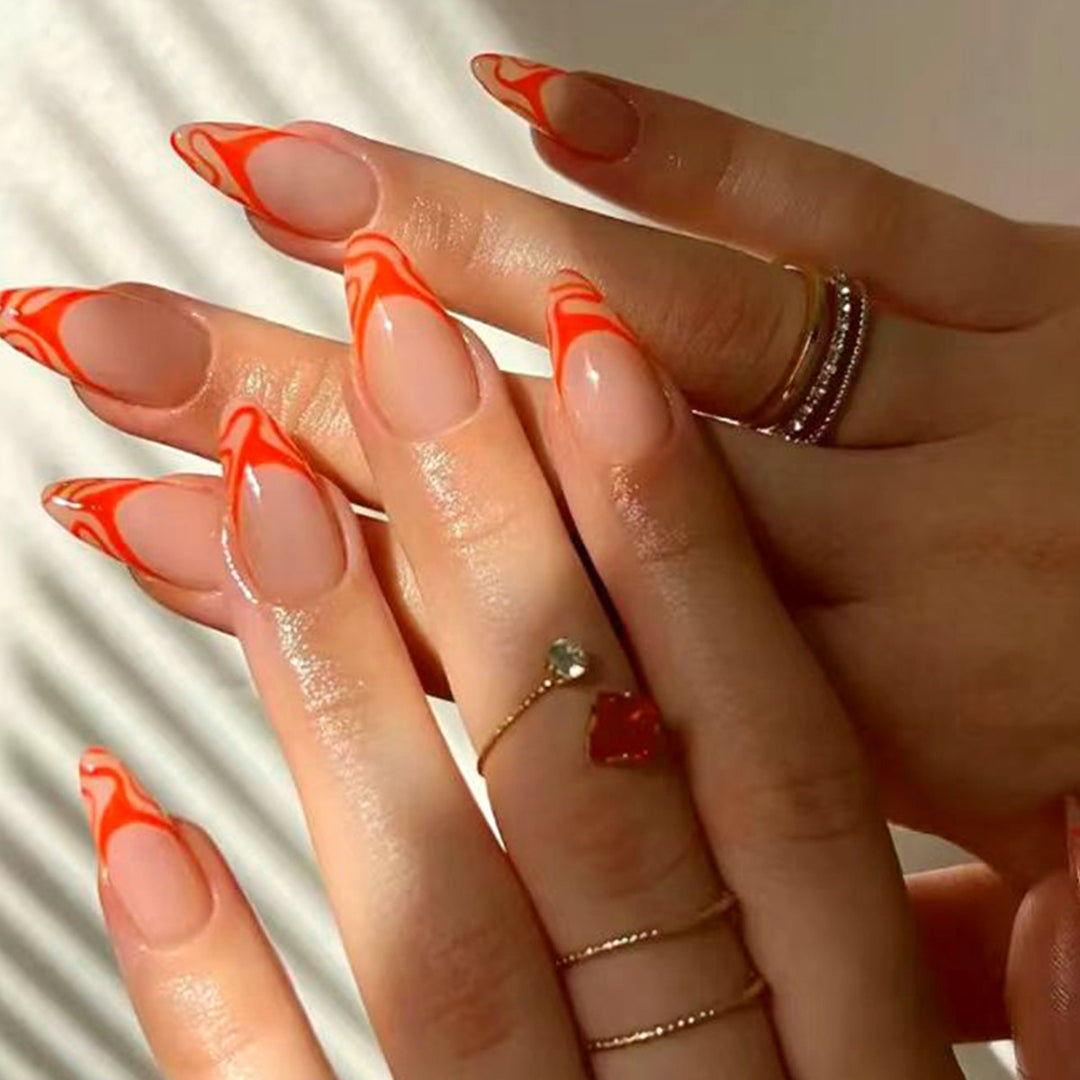 Artistic stiletto nails with marbled design Kalsten