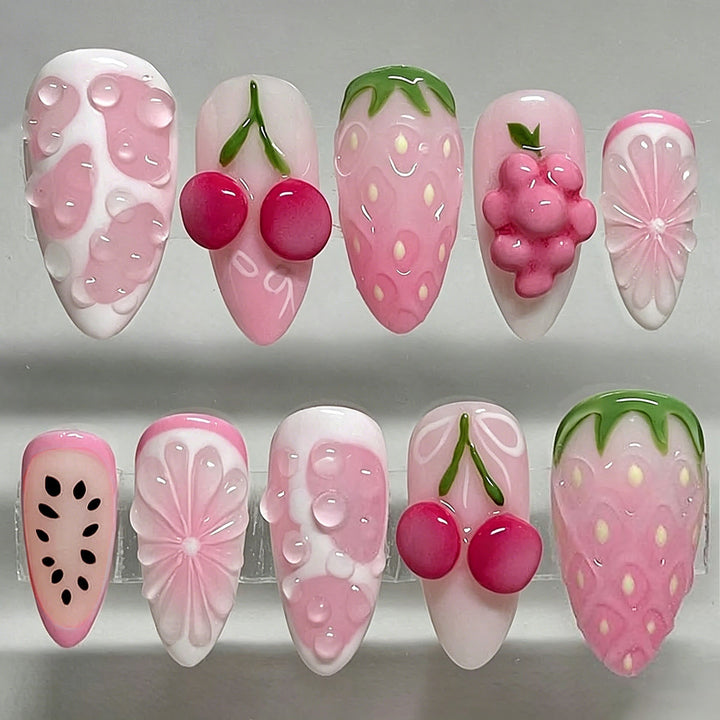 Fruit-Inspired Decorative Press-On Nails Kalsten