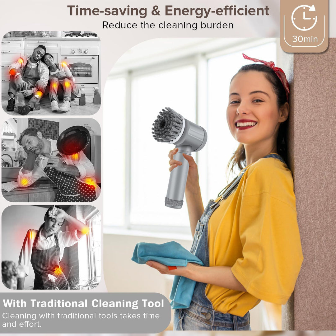 Cordless Electric Scrub Brush Kit With Interchangeable Heads