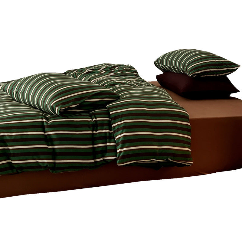 Striped bedding set made of Mako cotton with concealed zipper