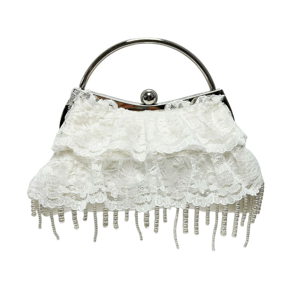 Ruffled Lace Evening Clutch