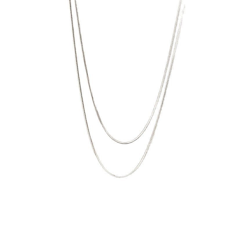 Layered Sleek Silver Chain Necklace Kalsten