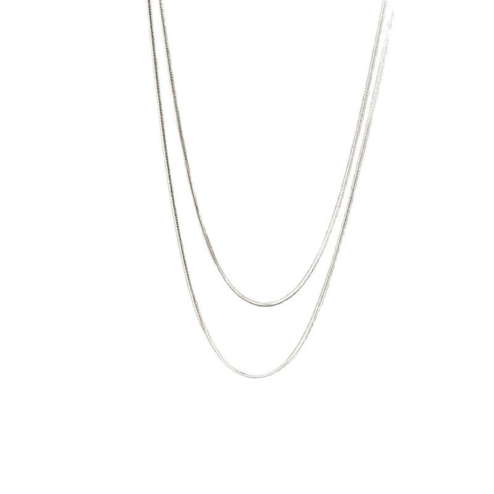 Layered Sleek Silver Chain Necklace Kalsten