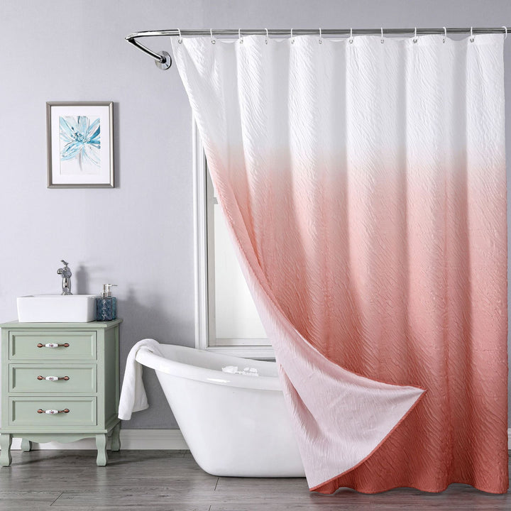 Textured Leaf Motif Shower Curtain Kalsten
