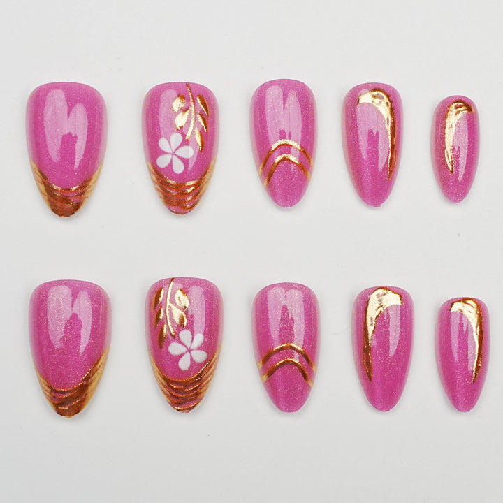 Flower-Embellished Press-On Nail Set
