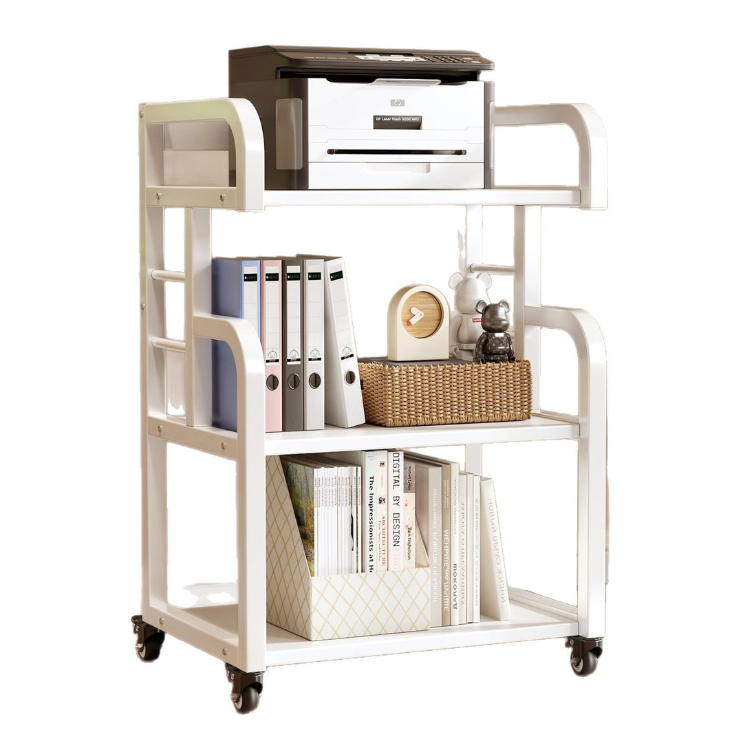 Multifunctional wooden cart with shelves and drawers Kalsten