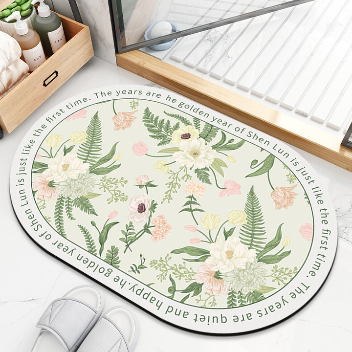 Decorative Floral Patterned Bath Mat
