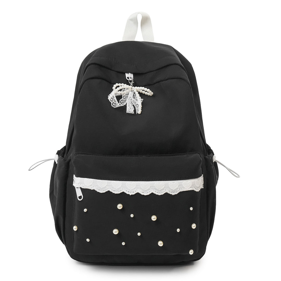 Decorative Pearl-Embellished Backpack kalsten