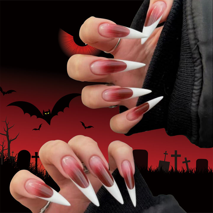 Creative Stiletto Nail Art with Blood Red Accents Kalsten
