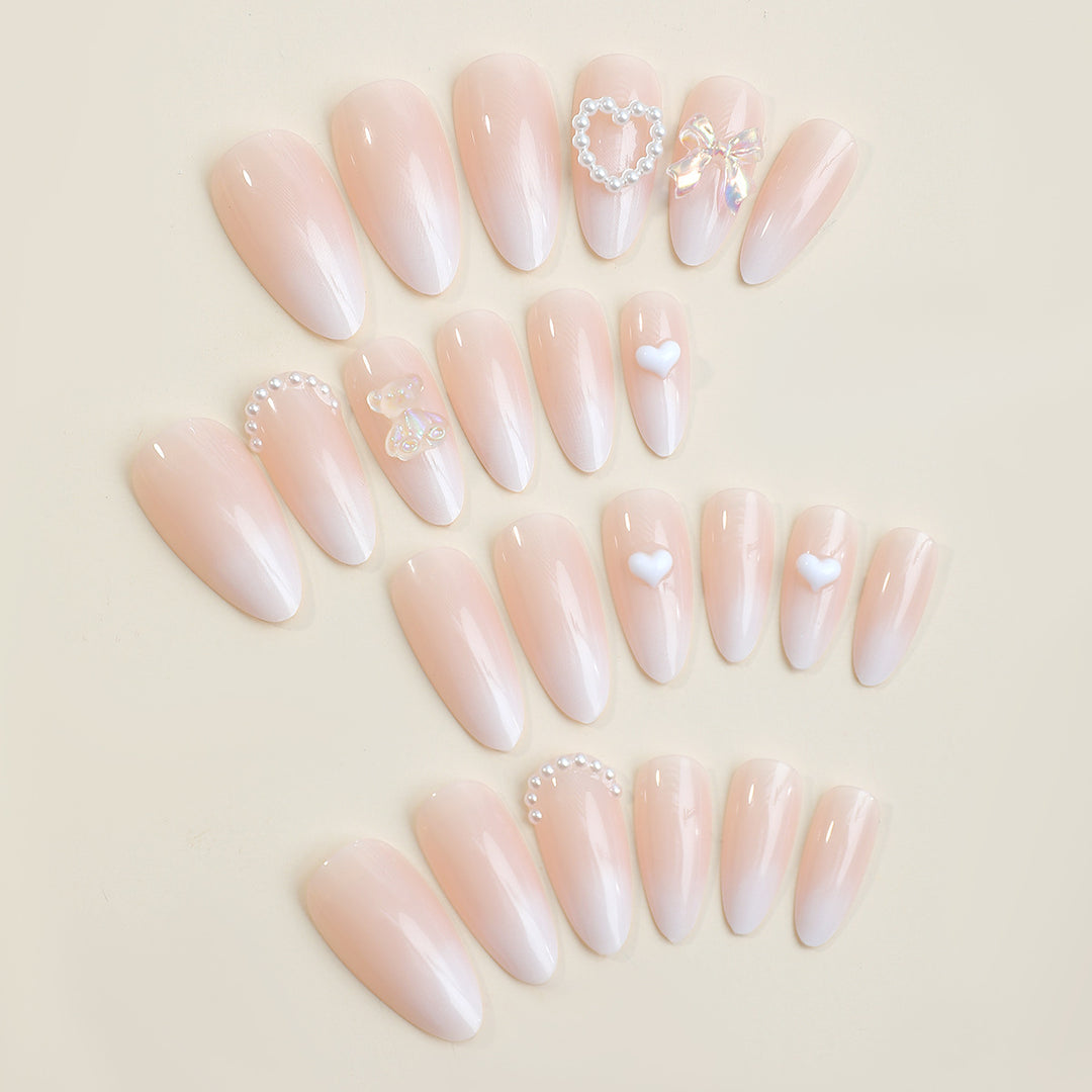 Elegant Press-On Nail Set with Decorative Floral Accents Kalsten