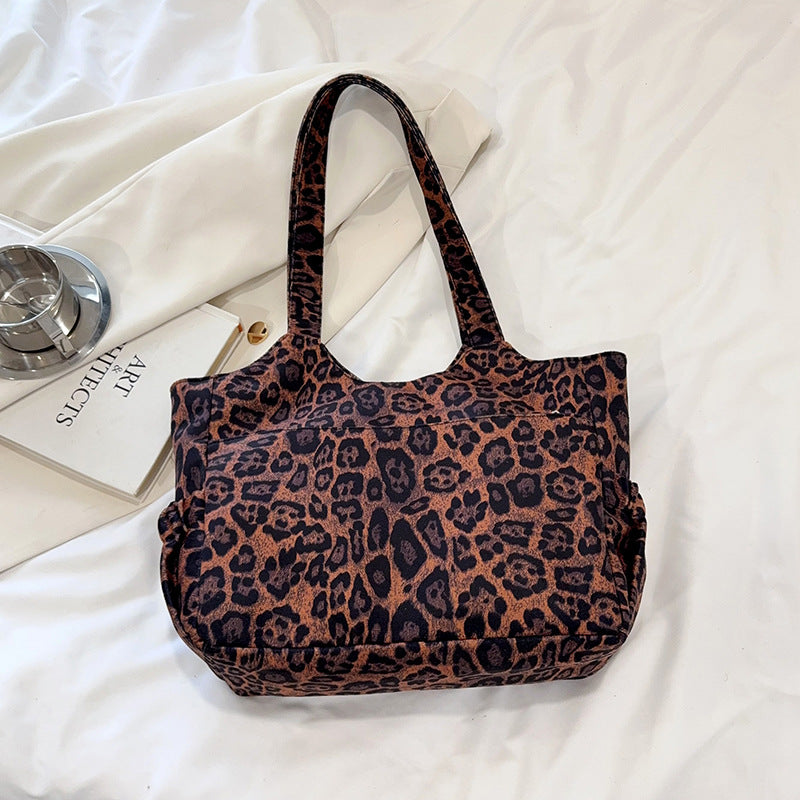 Spacious Leopard Print Shopping Tote
