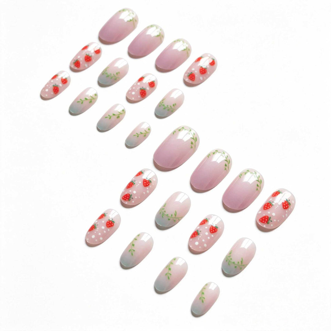 Artistic Strawberry-Themed Nail Art