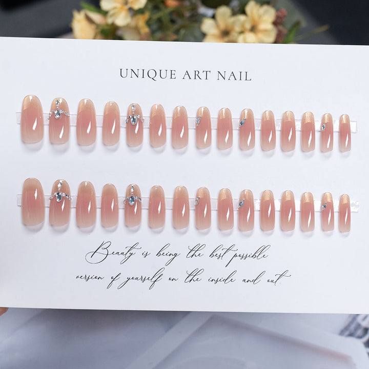 Elegant French Tip Rhinestone Press-On Nails