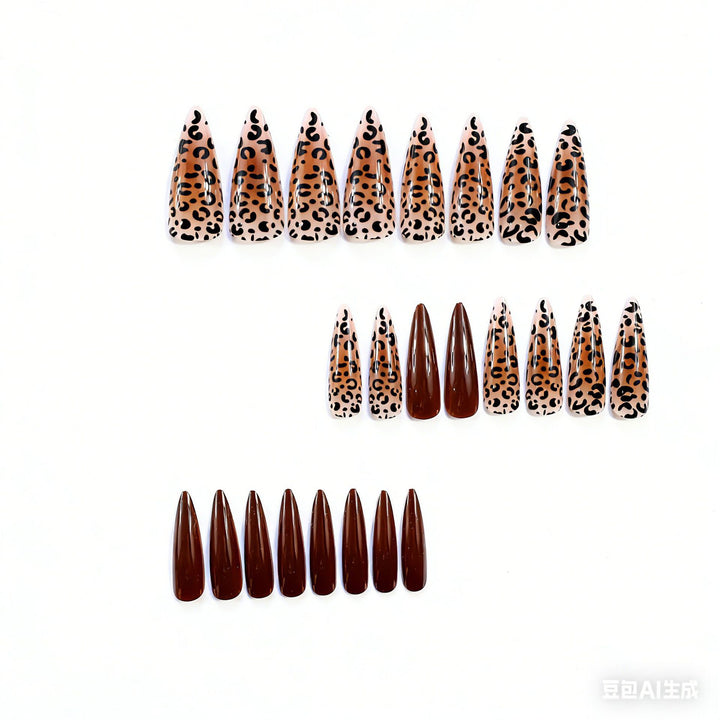 Artistic Stiletto Nail Extensions with Leopard Design Kalsten