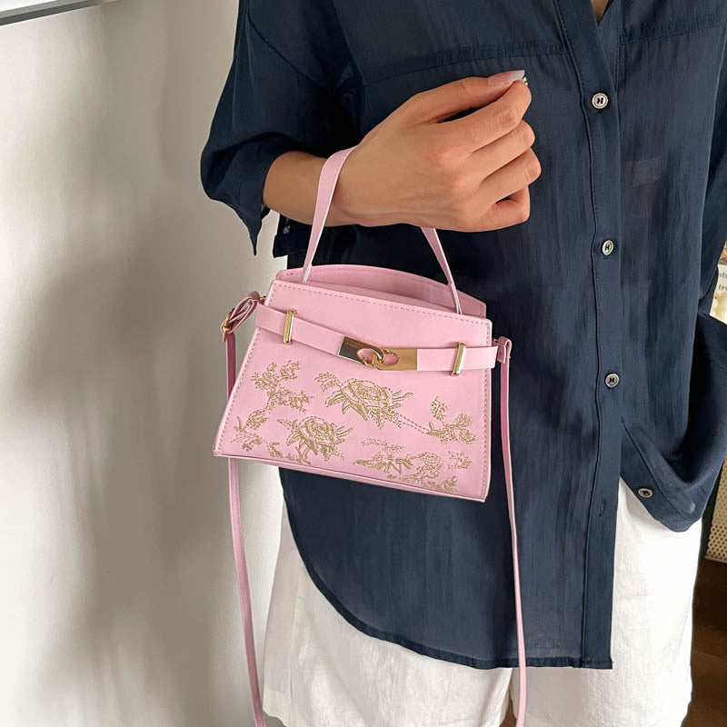 Elegant Floral Embroidered Handbag
