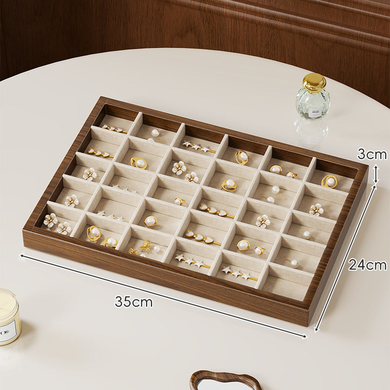 Twelve-Compartment Bamboo Jewelry Organizer Tray