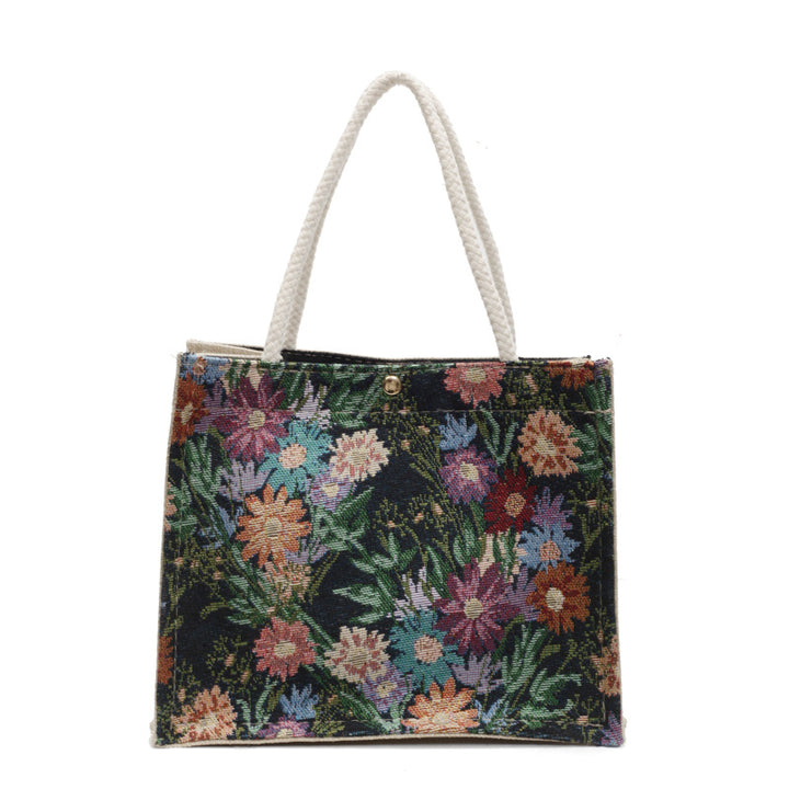 Floral Embroidered Canvas Tote Bag  1790616925