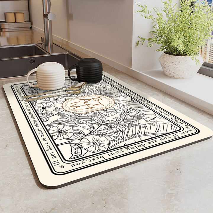 Elegant Floral Kitchen Mat