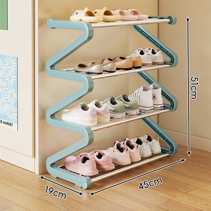 Compact Z-Shaped Multi-Tier Space-Saving Shoe Rack Organizer