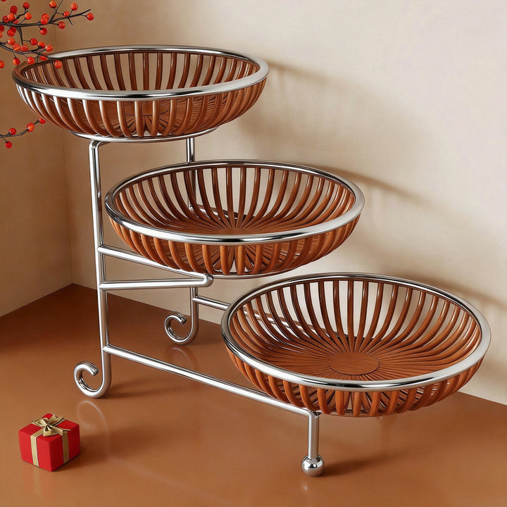 Tiered Angled Mesh Fruit & Produce Organizer with Removable Round Baskets