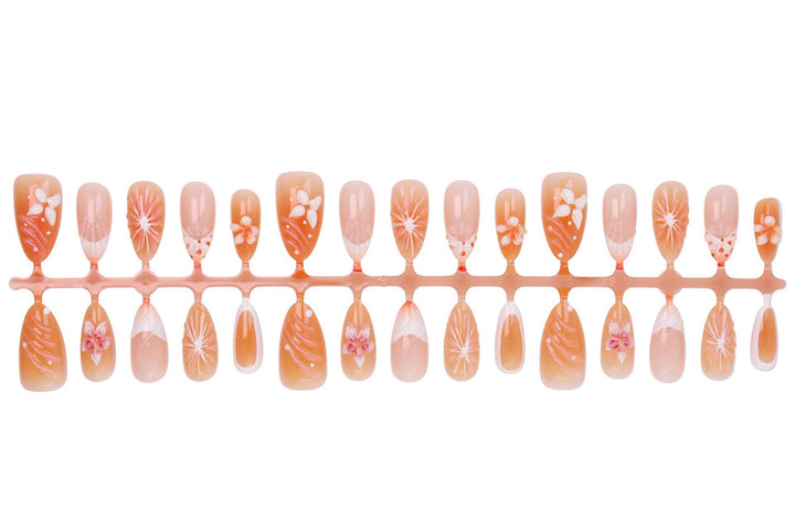 Artificial nail set with floral accents and elegant ombre effect Kalsten