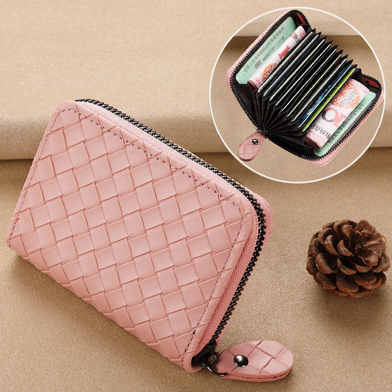 Woven Leather Zippered Wallet